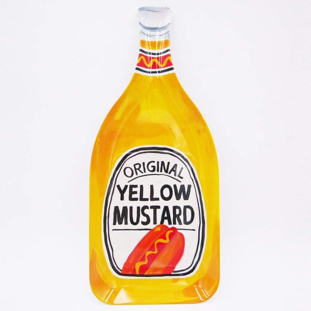 NEW Melamine Figural Platter Yellow Mustard Bottle 20" x 8.75"